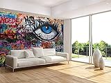 Fototapete 3D Effekt Tapete Buntes Graffiti 3D Tapeten Wanddeko Wandbilder Wohnzimmer Schlafzimmer