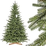 FairyTrees Weihnachtsbaum künstlich BAYERISCHE Tanne Premium, Material Mix aus Spritzguss & PVC, inkl. Holzständer, 220cm, FT23-220