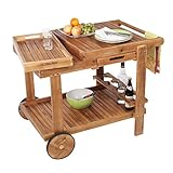 Limal Barbecue Trolley aus Akazienholz Garten-Servierwagen 80 x 60 x 100 cm braun