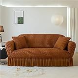 Hearda Sofabezug Stretch 1 2 3 4 Sitzer, Elastische Antirutsch Couchbezug Waschbar Universal Weich Sofaüberwurf für Sofaüberwurf Möbelschutz (Braun,2 Plätze)