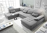 moebel-guenstig24.de Couch Wayne L Sofa Schlafcouch Wohnlandschaft Schlaffunktion dunkelgrau U-Form