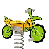 WICKEY Federwippe PRO Motorrad Crossey grün/gelb für öffentliche Spielplätze und Schulen - inklusive Betonanker