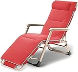 MIXMEY Lounge-Stuhl, zusammenklappbar, Chai-Klappstuhl, Outdoor-Garten, verstellbarer Lounge-Stuhl, Strand, Innenhof, Camping, Lounge-Stuhl (Farbe: Rot)
