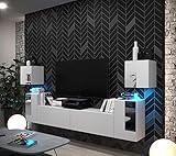Furnitech Future C85 Modernes Wohnzimmer Wohnwand Wohnschrank Schrankwand Mediawand Möbel MATT (Möbel ohne LED, C85-22W-LB-M2-1A)