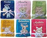 Kuschlige Babydecke SUPER FLAUSCHIG Bestickt mit Namen und Datum