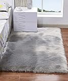 HARESLE Dicker Teppich Flauschig Hochflor Teppich Kinderzimmer Schlafzimmer, Grau/60x120cm