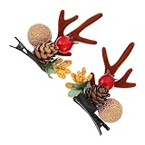 LALAFINA 2 Stück Schicke Mädchen-Clips Geweih Schöner Elch Weihnachtskopf Kostüm-Requisite Schmuck Accessoires Pins Stechpalmenjahr Hirsch Haarnadel Neues Accessoire Mode