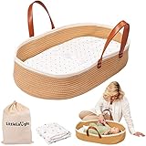 Moseskorb für Baby | Körbchen für Babys, Wickelkorb für Babykommode | Baby Moseskorb mit Matratze für Baby Korb | Moses Korb Baby mit Kissen für Wickeltisch, Wickelkommode, Reise, Kinderzimmer