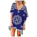 Cubinest Damen Sommer Musselin Baumwolle Leicht Strandkleid Tankini Strand Große Größe Strandponcho Cover Up Festival Tunika Sommer Lang Strandtunika Outfit Bikini Frauen
