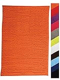 MSV Badteppich Badvorleger Duschvorleger Chenille Hochflor Badematte 40x60 cm – Orange