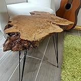 skilled hands natürlicher Couchtisch Beistelltisch aus Olivenholz mit 3 Beinen, einzigartiger Beistelltisch und Nachttisch für Wohn- und Schlafzimmer (30 cm X 40 cm)
