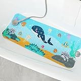 100 x 40cm Badewannenmatte Duschmatten rutschfest für Kinder,Extra Lange Cartoon-Badezimmermatte,Duscheinlage für den Boden mit Saugnäpfen und Abflusslöchern,Maschinenwaschbar,für Babys