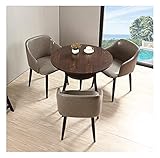 ARCOFF Tisch-und Stuhlset Hotel-Tisch- und Stuhl-Kombination, Café, Milchteeladen, Empfangsraum, 80 cm runder Tisch, 1 Tisch und 4 Stühle-Set (Farbe: Kombination Zwei) (Color : Brown)