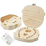 Little Moonshine Original Zahndose Milchzähne inkl. Geschichten der Zahnfee - Zahnbox für Milchzähne aus Holz für Mädchen und Jungen - Milchzahndose Holz - Geschenkideen zu Taufe und Geburtstag