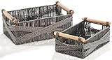 Aufbewahrungskorb Regalkorb Korb - Set aus Zwei Größen - Papier - Holzgriffe - grau