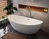 VIRTAUS JOMFRU 180x87cm exklusive freistehende Badewanne in Weiß + Ablaufgarnitur Click Clack