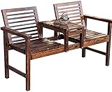SONLED Gartenbank für den Außenbereich, Veranda, Bank, Outdoor, Loveseat, 142,2 cm, Terrasse, Gartenbank, Outdoor, Parkbank, widerstandsfähige Massivholz, Innenhofbank mit Armlehnen