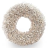 Quergang - Türkranz aus Bakuli-Früchten mit Ring zum aufhängen oder als Tischdekoration - dekorativer Kranz aus Naturmaterialien - handgefertigt (40cm, Weiß)