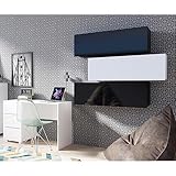 Lomadox Büro Möbel Kombination in weiß Hochglanz und schwarz Hochglanz, B/H/T ca. 245/200/50 cm