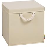 Storanda | Aufbewahrungsbox LEO + Deckel | Faltbox | Korb | 30x30x30 cm | (Natur)
