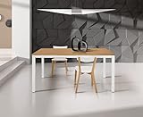 MAR.C.A DESIGN Ausziehbarer Tisch für Esszimmer, Küche oder Wohnzimmer, mit Tischplatte aus Eiche und weißem Gestell aus Metall mit einer Verlängerung von 50 cm (geschlossen 110 x 70 cm, offen 160