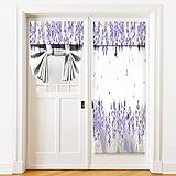 Türvorhänge für Türfenster, Lavendelblumen, kleine Vorhänge für Fenchtür, lila Blume, lila Flieder, kleine Fenstervorhänge für Tür, wilde Blumen, 66 x 101 cm