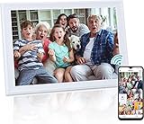 Winverty 11 Zoll WiFi Digitaler Bilderrahmen, 32 GB Speicher 1920 x 1280 HD IPS Touchscreen, WLAN Elektronischer Bilderrahmen, Musik/Video/Alarm/Kalender/Diashow, Geschenk für Eltern/Freunde(Weiß)