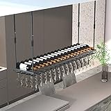 PAREKS Decken-Eisenregal, höhenverstellbar, industrieller Metallhalter, Stielgläser, hängendes schwarzes Regal, Bars, Küchen, Restaurant, Lagerregal (Color : OneColor, Size : 60cm)