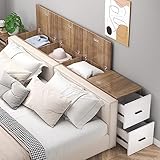 Schmale Holzlagerbox mit Geräuschlosen Scharnieren Flip Cabinet Tür, 2 Schubladen Eingangsbereich Tisch, Versteckter Griff, Platzsparend für Büroschrank und Nachttisch, Einfache Montage (Color : Brow