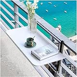 便利100 Balkonhängetisch Weißer Marmor-Balkon-Geländer-Tisch, Gartenmöbel, Balkon-Hängetisch, Geländer, Eisenständer, klappbarer Gartentisch