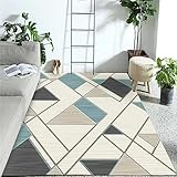 RUGMRZ Rugs for Living Room Terassenteppich Graublauer Wohnzimmer Teppich Geometrischer Druck Design weich und Nicht verblassen Jugendzimmer Komplett Set 170X240CM