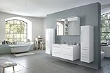 SAM® Badmöbel-Set Villa 4-TLG, Hochglanz weiß, Softclose Badezimmermöbel, Doppelwaschplatz 120 cm Mineralgussbecken, Spiegelschrank, Zwei Hochschränke