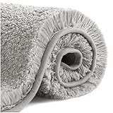 VANZAVANZU Badematte rutschfest Badteppich Verdickt Badezimmerteppich Weich Badeteppich Flauschige Mikrofaser Badvorleger, Supersaugfähig, Maschinenwaschbar, Schnell Trocknend - 40 x 60cm (Hellgrau)