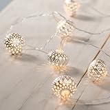 10er LED Lichterkette silberne Kugeln batteriebetrieben