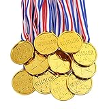 flintronic 12 Stücke Gewinner Medaillen，Kunststoff Medaillen Gold Kinder für Sport, Wettbewerbe Auszeichnungen，Party，Preisen Awards