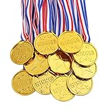 flintronic 12 Stücke Gewinner Medaillen，Kunststoff Medaillen Gold Kinder für Sport, Wettbewerbe Auszeichnungen，Party，Preisen Awards