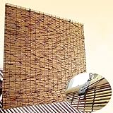 Bambus Rollo Jalousien Für Fenster/Küche Sonnenschutz Und Sichtschutz, Retro Carbonization Schilf Vorhang Breite 40-165CM Anpassbar, Outdoor Bambusrollo Raffrollo Wetterfest