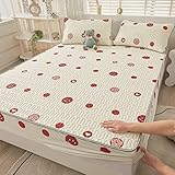 Wasserbett Boxspringbett Spannbettlaken70 x 78inch, Sommer-Latex-Spannbettlaken-Kissenbezug, All-Inclusive-Matratzenschutz, Schlafzimmer, Wohnung, für Erwachsene, Weiß