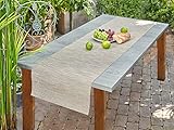 Dekoleidenschaft Tischläufer Struktur beige, 40x150 cm, abwaschbar, für Garten, Balkon und Terrasse, Mitteldecke, Tischband