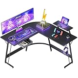 CubiCubi Eckschreibtisch Studie 130 x 130 cm, Stabil Schreibtisch l Form für Büro, Pc Ecktisch Computertisch Mit Monitorständer und Schubladen, Platzsparend, Einfach zu Montieren Eck Tisch, Schwarz