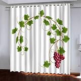 Schattierung Vorhänge 2Er Set 3D Fruchttrauben Druck Isolierung Schalldichte Kinder Gardinen Blickdicht Mit Ösen Vorhang Fenster Für Wohnzimmer Schlafzimmer Balkon 220(B) X215(H) cm