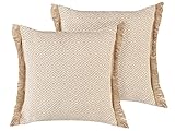 Beliani Dekokissen 2er Set mit Fransen 45x45 cm Fransenkissen Boho Stil sandbeige Lonar