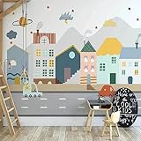 Fototapete Tapete Nordic INS handgezeichneter Cartoon Town Car Kinder l De Parede Moderne Wandtapete 3D Wandbilder Tapeten Wohnzimmer Schlafzimmer Wand Dekoration 250x175cm Tongshunj2725