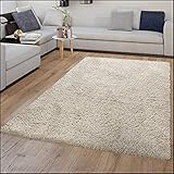 TT Home Teppich Wohnzimmer Hochflor Einfarbiges Design Modern Flauschig, Farbe: Beige, Größe:80x150 cm