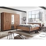 Lomadox Schlafzimmer im Industrial Stil Komplett-Set Stirling Oak Nb. und Matera Anthrazit, Kleiderschrank, 180cm Bett, Nachttisch