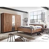 Lomadox Schlafzimmer im Industrial Stil Komplett-Set Stirling Oak Nb. und Matera Anthrazit, Kleiderschrank, 180cm Bett, Nachttisch