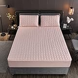 JIANINGHOME Ultra-weich, geräuschlos und atmungsaktiv, Mikrofaser,150x200,Matratzen-Bett-Schoner mit Spannumrandung |Auch für Boxspring-Betten und Wasser-Betten geeignet | Matratzen-Auflage,Rosa