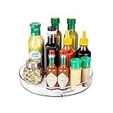 Mkostlich 1er-Pack Drehteller(23.5cm), Drehbarer Kühlschrank Organizer, Multifunktional Drehbarer Gewürzhalte für Schrank, Badezimmer, Unter der Spüle, Durchsichtiger Drehplatte