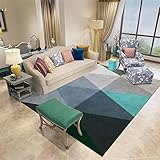 SUNYRDSM Kinderteppich Jungen Schreibtisch Teppich 100x160cm Grayblaues dreieckiges geometrisches Muster im modernen Stil schadet dem Boden Nicht Teppich Wohnzimmer