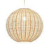 OSMARI Webender runder Rattan-Kronleuchter, antike klassische Korblampe, Rattan-Kunstlicht, Primärfarbe, japanische Rattan-Hängelampe, natürliches Vintage-Material, Rattan-Lampe, Kugel, handgewebte